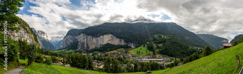 lauterbrunnen switzerland panorama with staubbachfall