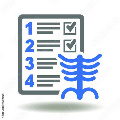 Check List Skeleton Radiology Medical Test Icon Vector. X-ray bones examining fluorography logo.