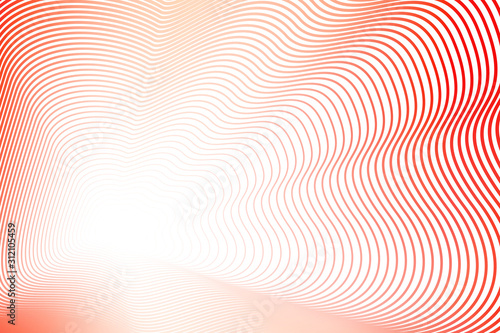 Squiggly lines of red hues. Vector colored wavy frame. Abstract striped background with copy space. Fractal pattern with flash effect. Design concept of perspective and infinity. EPS10 illustration