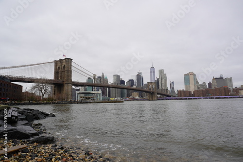 city bridge and city skyline Brooklyn bridge