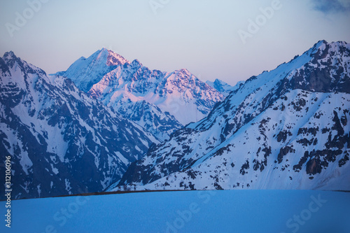 Caucasus Mountains Karachay-Cherkessia sunset landscape. © Crazy nook