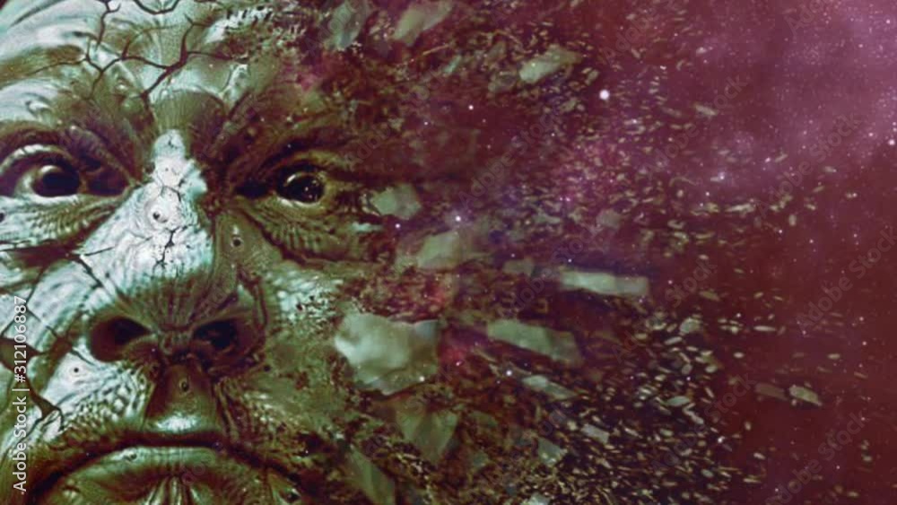 Man's face. Modern surreal art Man's face. Modern surreal art