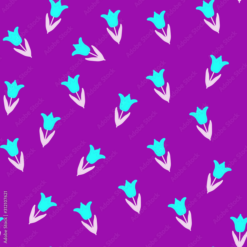Aqua Trendy Wildflower tulip seamless pattern on magenta background . Spring florals on background, texture, wrapper pattern Aqua Trendy Wildflower tulip seamless pattern on magenta background . Spring florals on background, texture, wrapper pattern