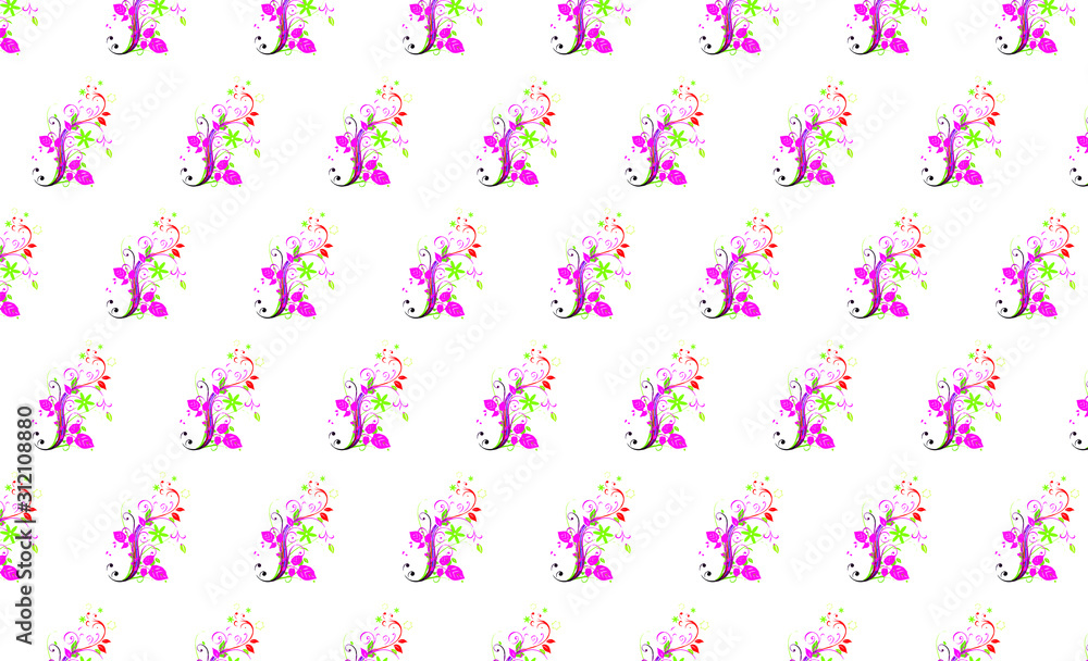 Vector seamless pattern with flowers. Vector seamless pattern with flowers.