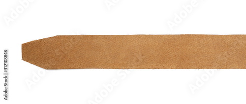 New, brown leather belt, strap isolated on white background