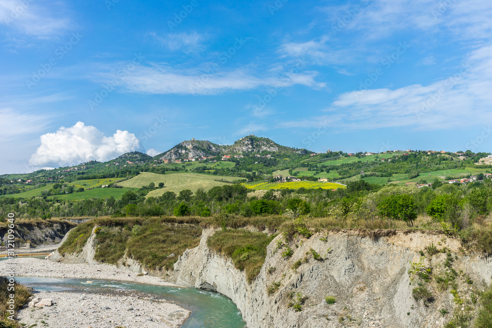 Marecchia river canyon with in the background Torriana Marecchia river canyon with in the background Torriana