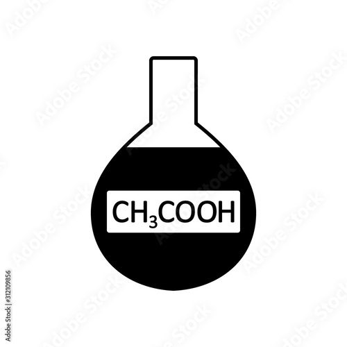 Laboratory glass with acetic acid.