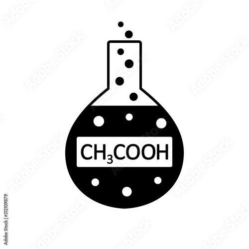 Laboratory glass with acetic acid.