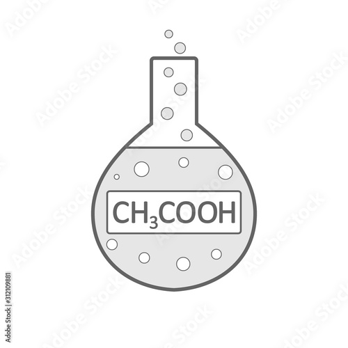 Laboratory glass with acetic acid.