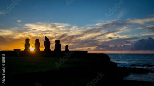 Sunset at Ahu Tahai on Easter Island