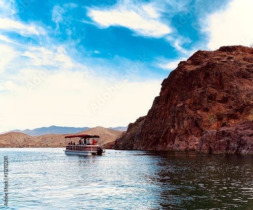 Red ferry on Lake Havasu 