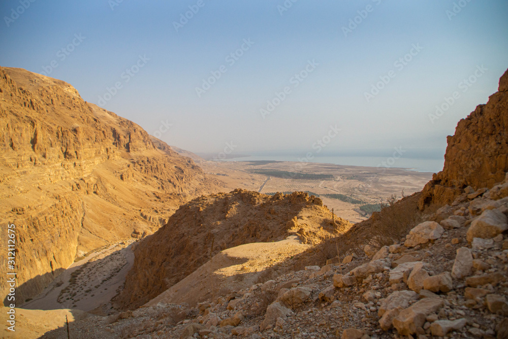 View over Dead Sea from the hills of Judaean Desert, Israel