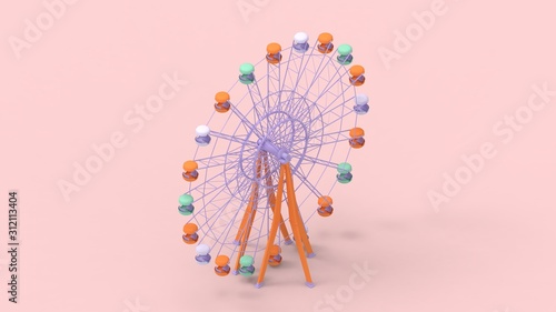 3d rendering of a ferris wheel isolated in a studio background