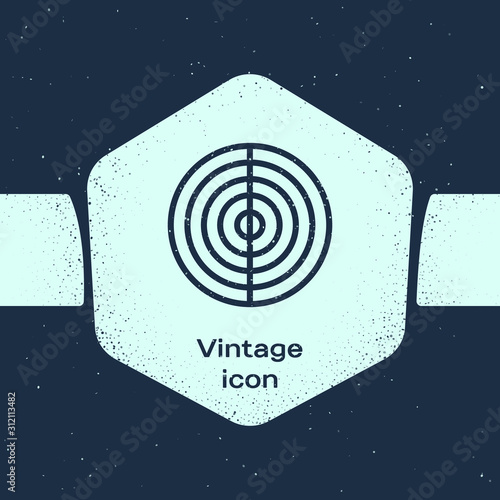 Grunge line Earth structure icon isolated on blue background. Geophysics concept with earth core and section layers earth. Monochrome vintage drawing. Vector Illustration