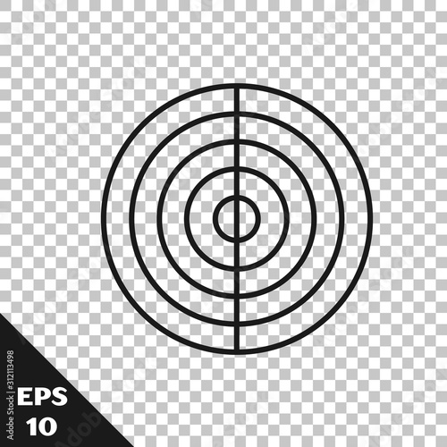 Black line Earth structure icon isolated on transparent background. Geophysics concept with earth core and section layers earth.  Vector Illustration