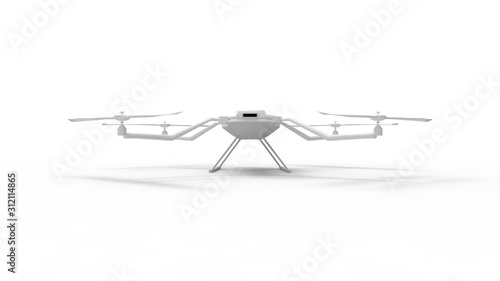 3d rendering of a drone isolated in white background