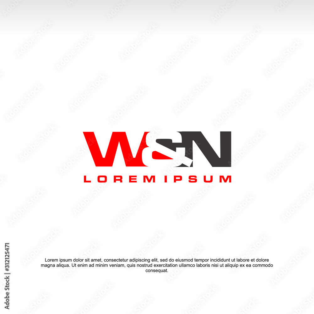 Fototapeta Initial letter logo, W&N logo, template logo