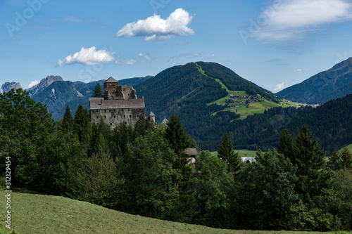 castle in the alps mountains in summer