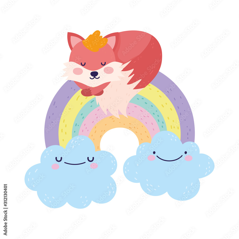 baby shower cute fox sleeping on rainbow with clouds cartoon baby shower cute fox sleeping on rainbow with clouds cartoon