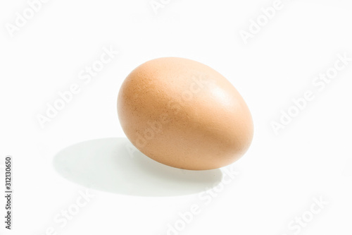 Raw chicken egg, top view. 