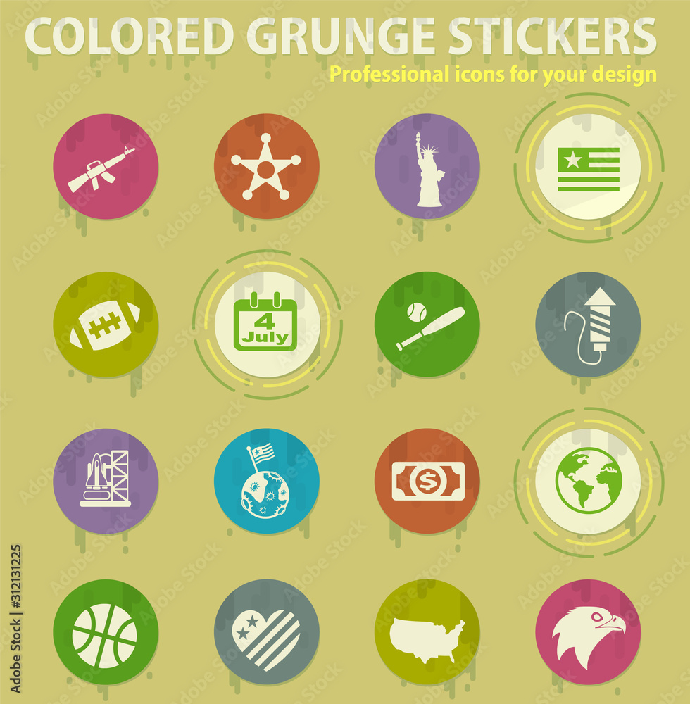 america colored grunge icons