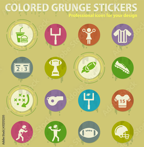 american football colored grunge icons