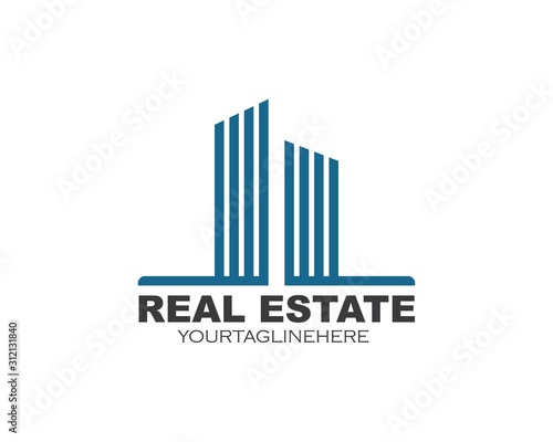 real estate modern city building vector template