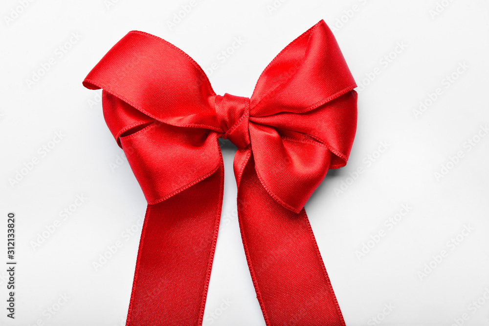 Bow made of red ribbon on white background Bow made of red ribbon on white background