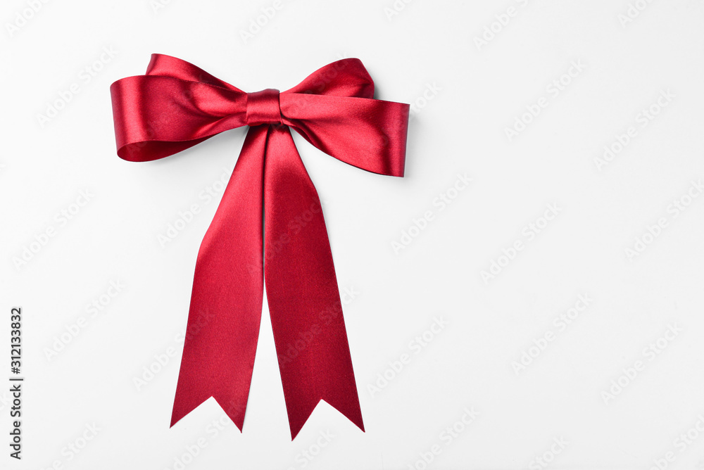 Bow made of red ribbon on white background Bow made of red ribbon on white background