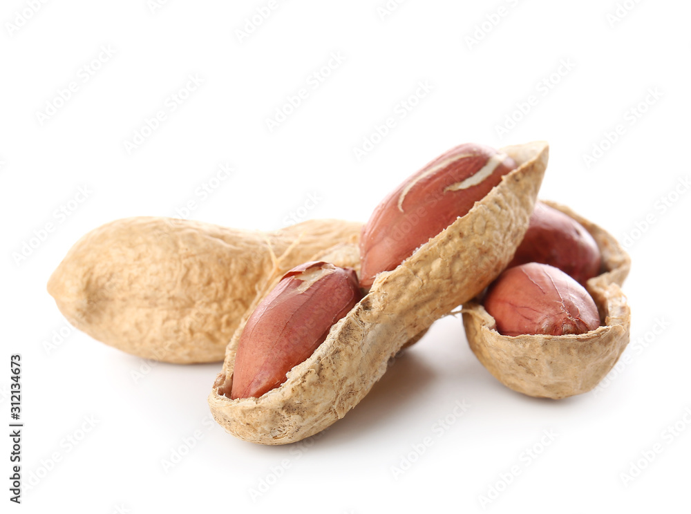 Tasty peanuts on white background Tasty peanuts on white background