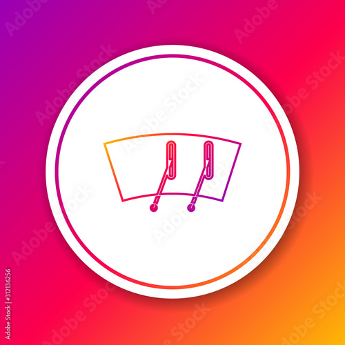 Color line Windscreen wiper icon isolated on color background. Circle white button. Vector Illustration