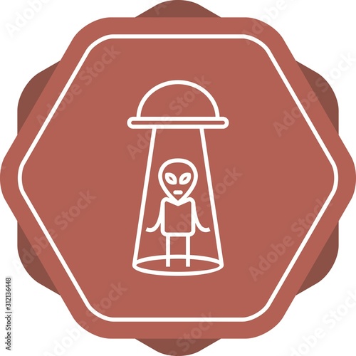 Unique Alien Abduction Vector Line Icon