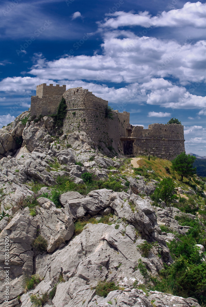 Starigrad Fortress Fortica above Omis Town Croatia from