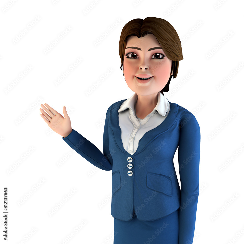 business woman guides you -3D illustration character business woman guides you -3D illustration character