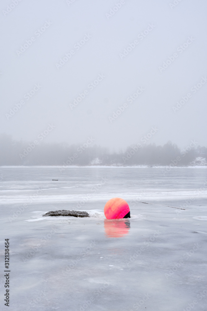 Bumpy Ice Icy bubbles and a forgotten buoy in a frozen lake. Stock Photo | Adobe ...