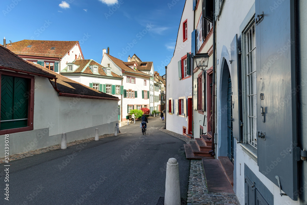 Historical neighborhood in the spring. City of Basel, Switzerland. Historical neighborhood in the spring. City of Basel, Switzerland.