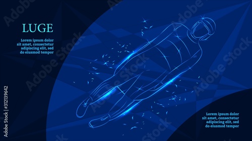 Luge, winter sport. Vector sports background for the landing page template.