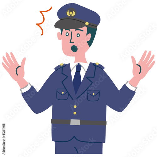 警察官　びっくり　男性