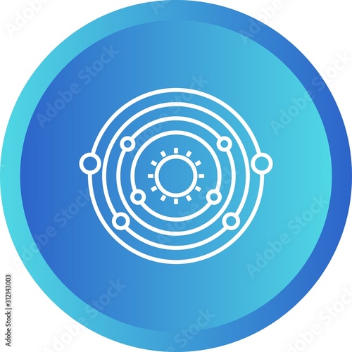 Unique Planet Orbitting Sun Vector Line Icon