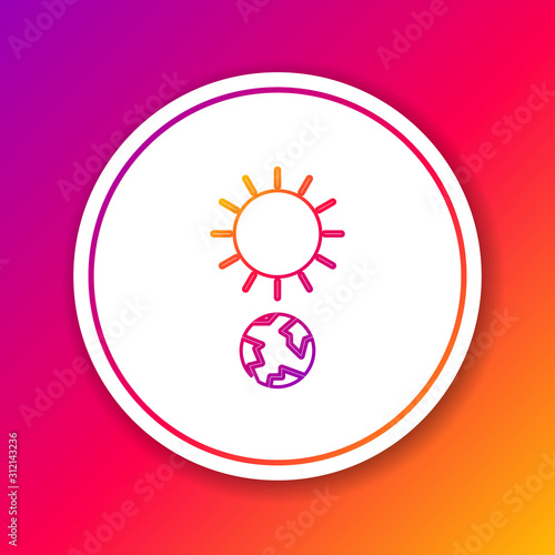 Color line Solstice icon isolated on color background. Circle white button. Vector Illustration