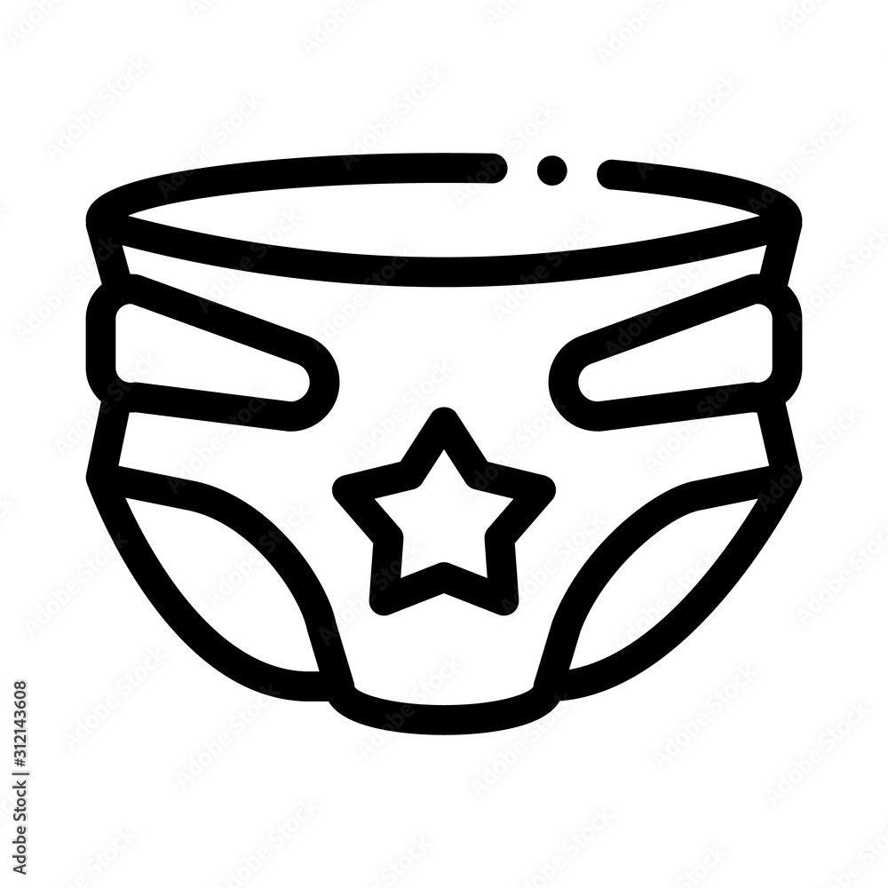 Diaper With Star Icon Vector. Outline Diaper With Star Sign. Isolated Contour Symbol Illustration Diaper With Star Icon Vector. Outline Diaper With Star Sign. Isolated Contour Symbol Illustration