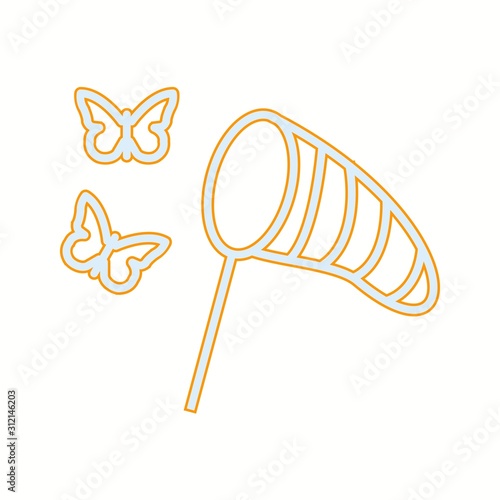 Unique Catching Butterflies Line Vector Icon