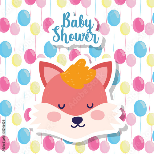 baby shower cute fox head balloons decoration cartoon