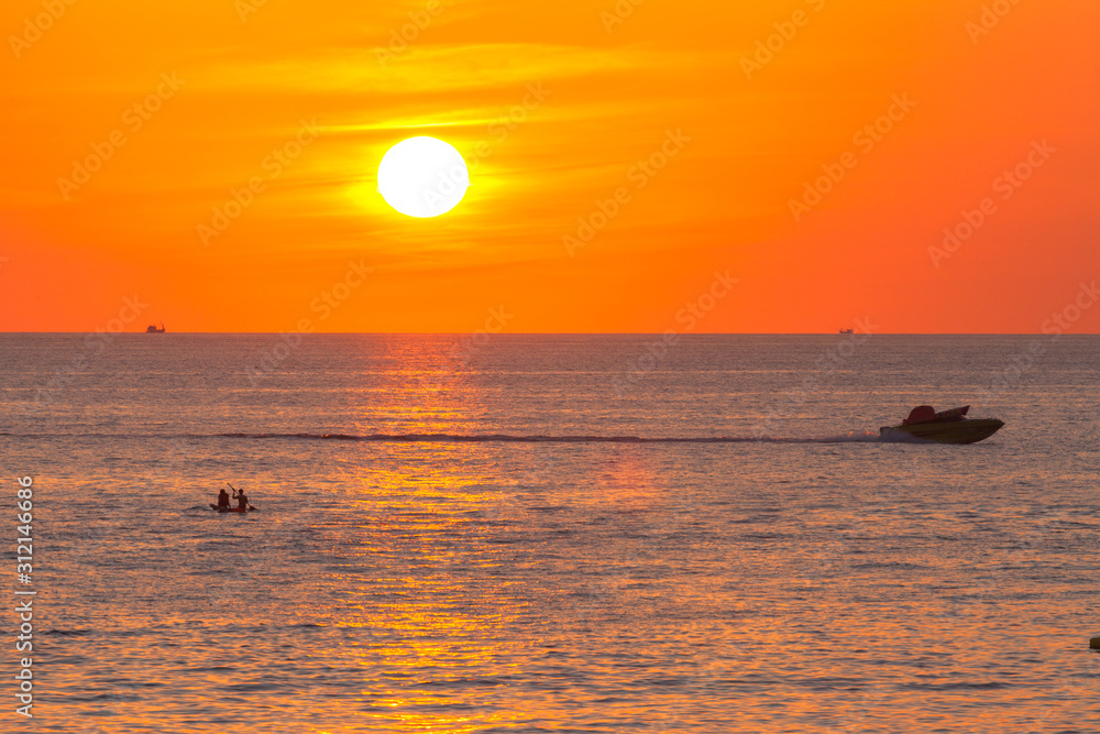 red sunset above the sea at Kata beach Phuket Thailand red sunset above the sea at Kata beach Phuket Thailand