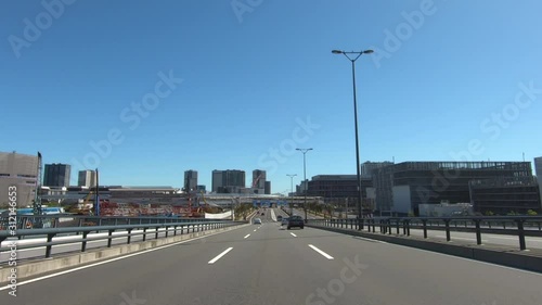 Wallpaper Mural Driving image. Three-lane straight road Torontodigital.ca