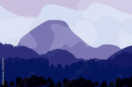 silhouette of the mountain