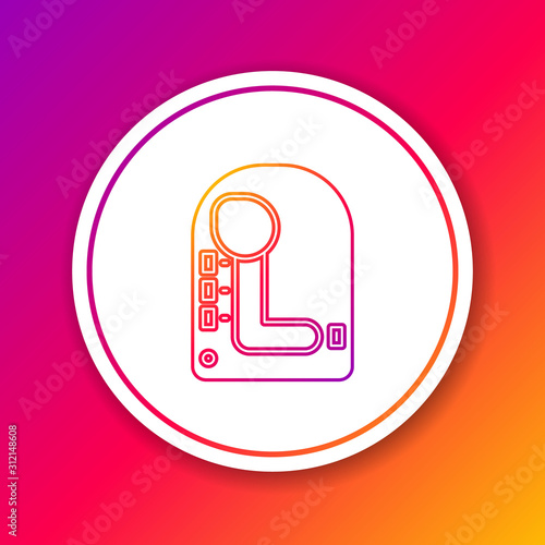 Color line Gear shifter icon isolated on color background. Transmission icon. Circle white button. Vector Illustration