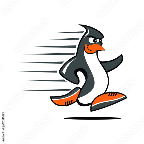 Illustration of penguins running fast