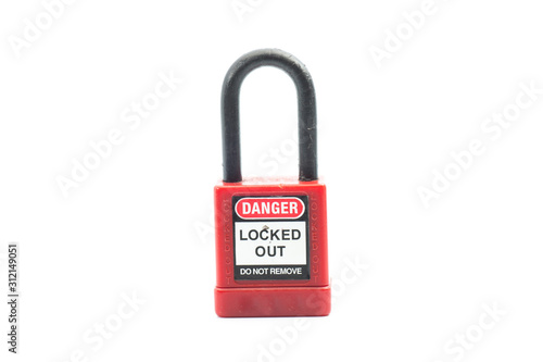 Lockout Padlock red color on isolated background