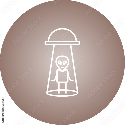 Unique Alien Abduction Vector Line Icon